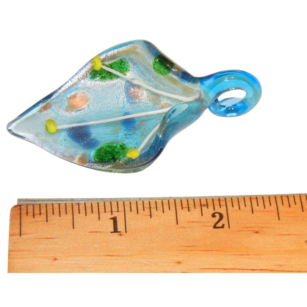 Murano Style Art Glass Pendant Blue Green Yellow‎ Handmade